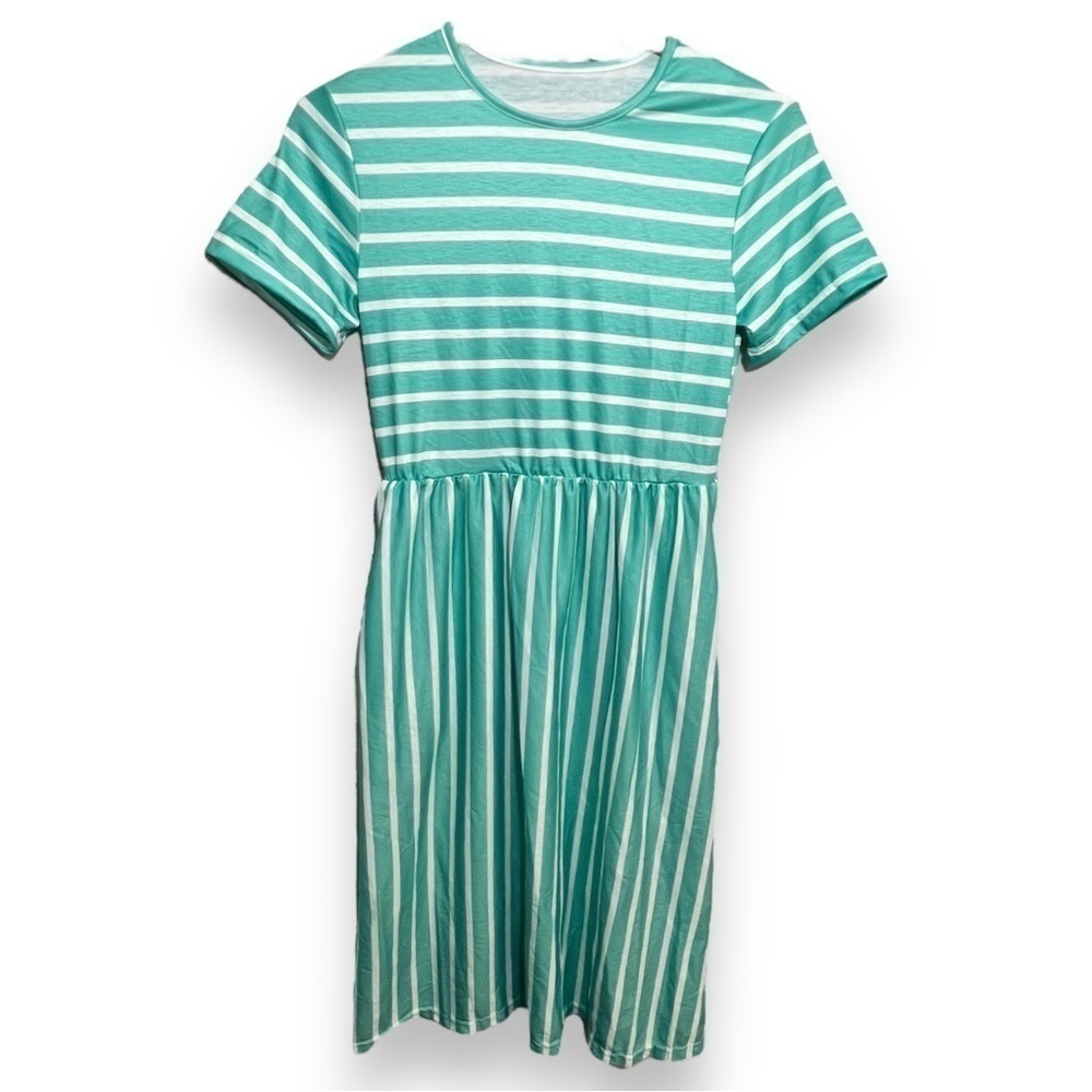 GIRLS Mint Striped Midi Dress Size 14 Years